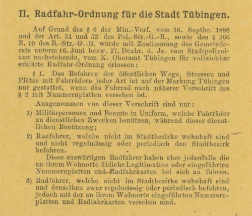Radfahr-Ordnung Stadt Tübingen
