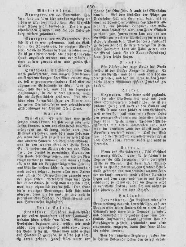Dorfzeitung des Schwarzwälder Boten 1838