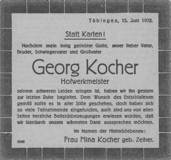 Georg Kocher Hofwerkmeister
