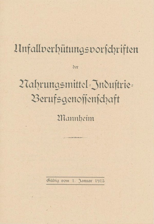 Unfallverhütungsvorschriften NIB Mannheim 1915