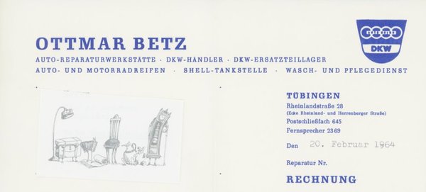 Briefkopf Ottmar Betz DKW - Händler Tübingen